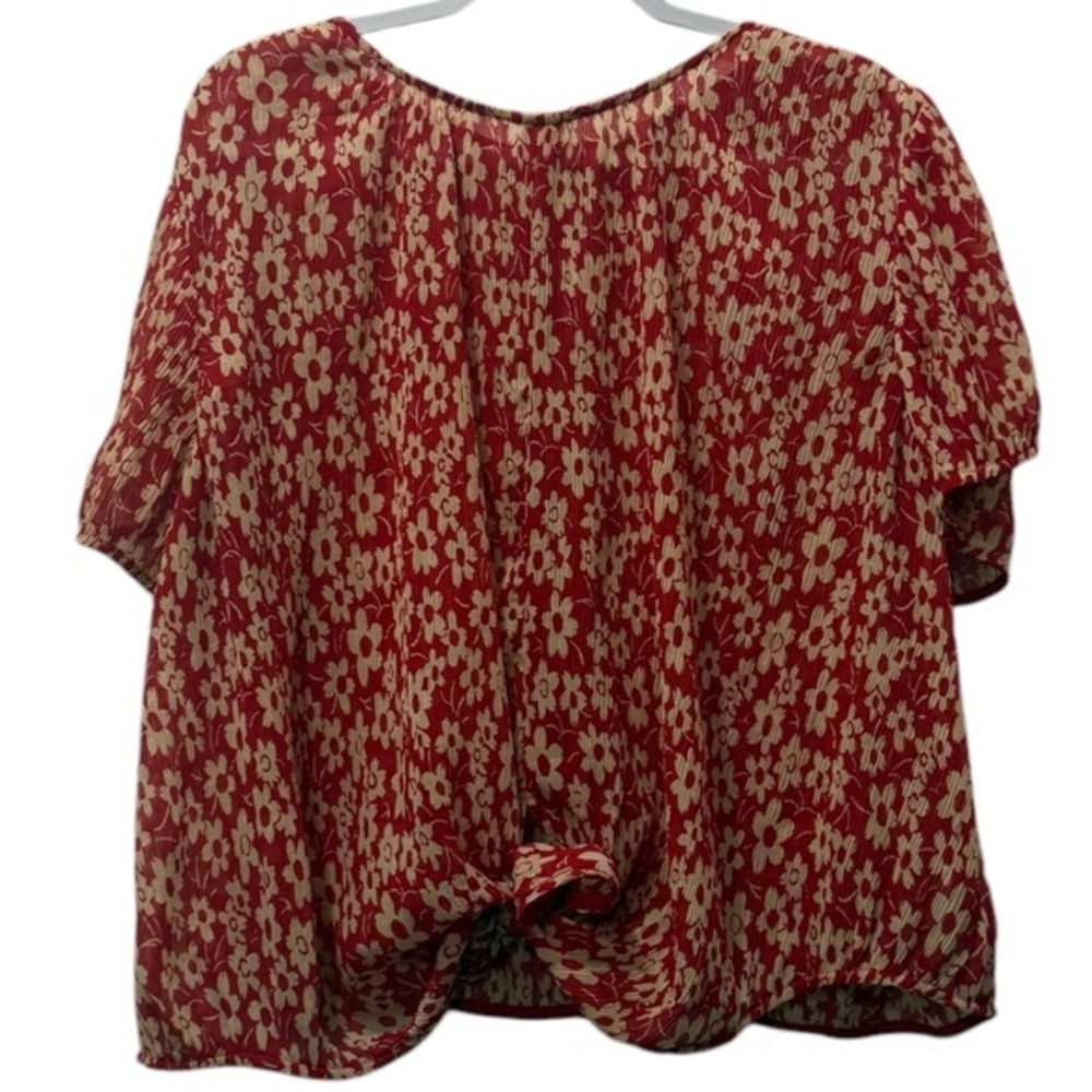 Madewell Floral Red and White Women's Top Size XL